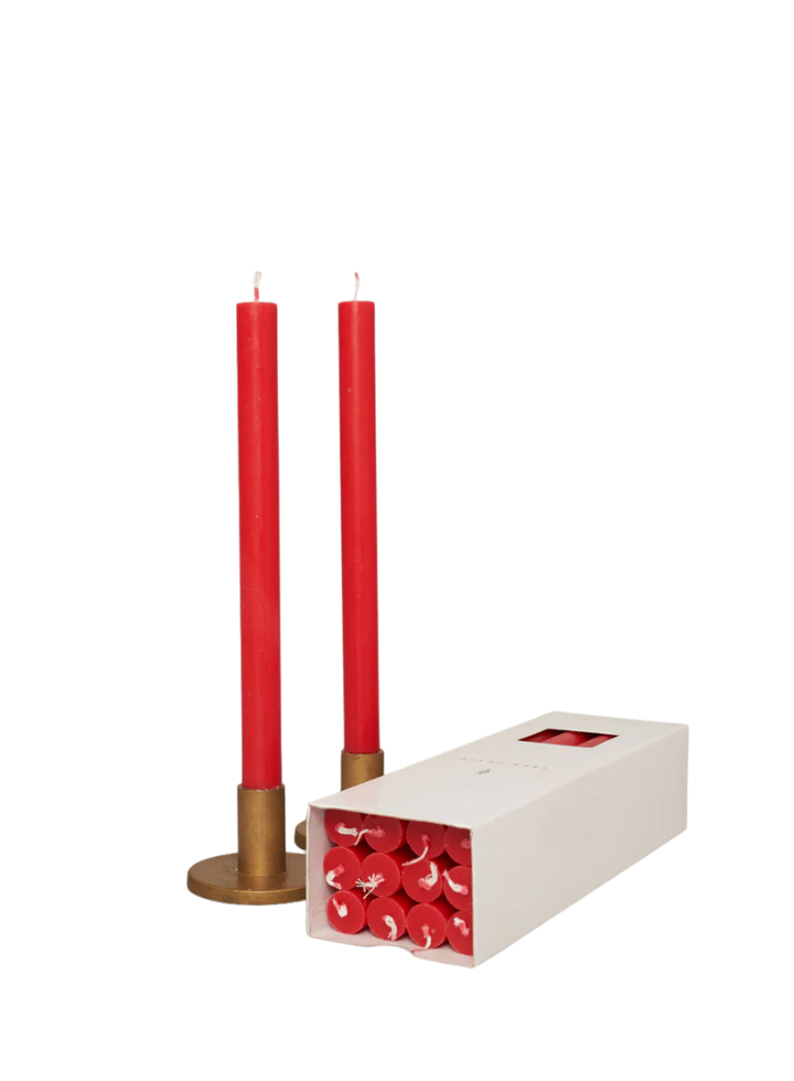 Paraffin Wax Dinner Candle in Red from True Grace