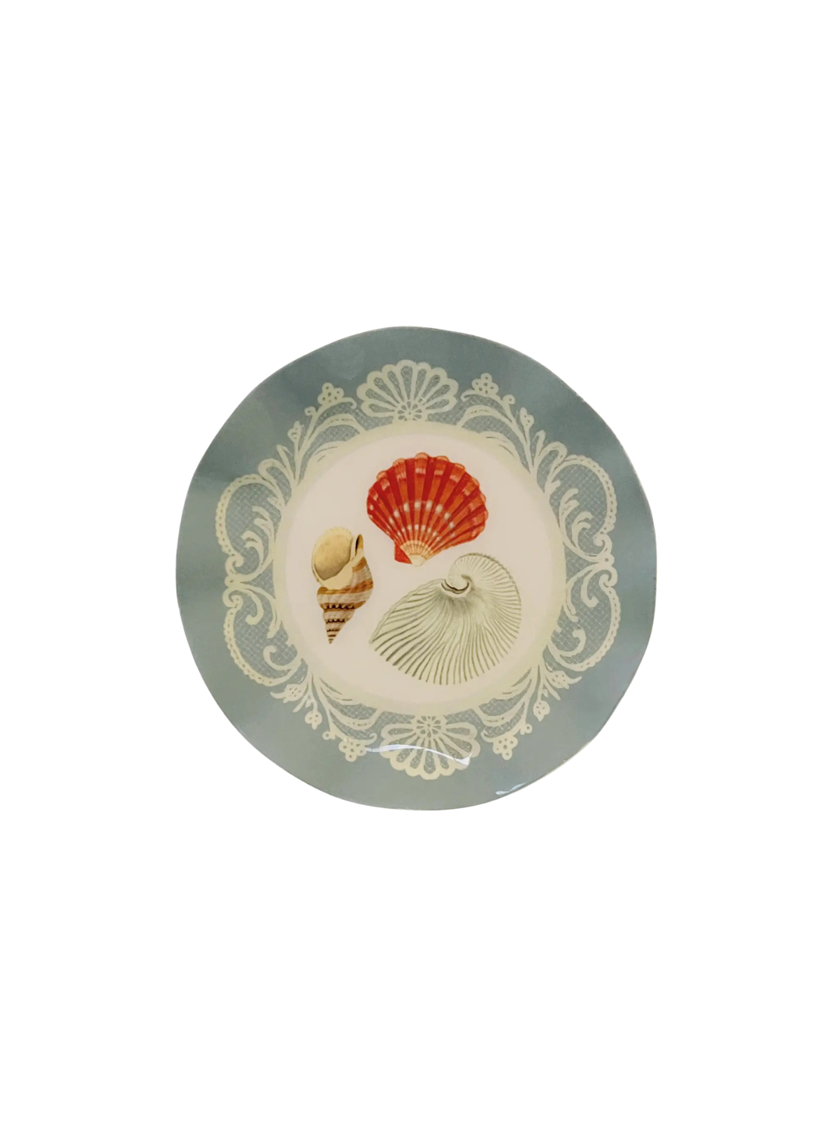 Roomytown Wavy Round Enamel Tray - Sea Shells