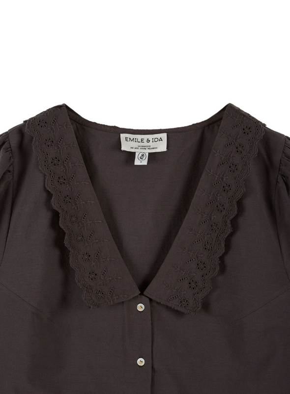 Babette English Embroidery Blouse in Bitume from Emile & Ida
