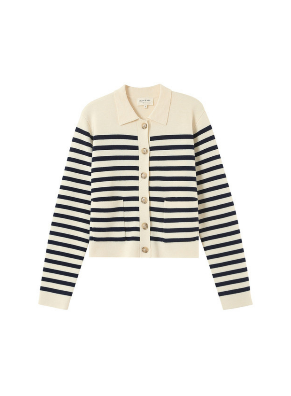 Pam Cardigan in Ecru Stripe from Grace & Mila