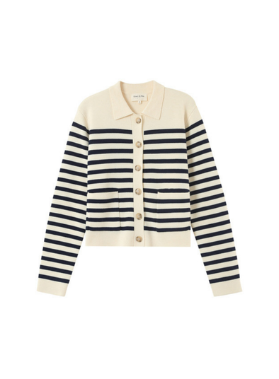 Pam Cardigan in Ecru Stripe from Grace & Mila