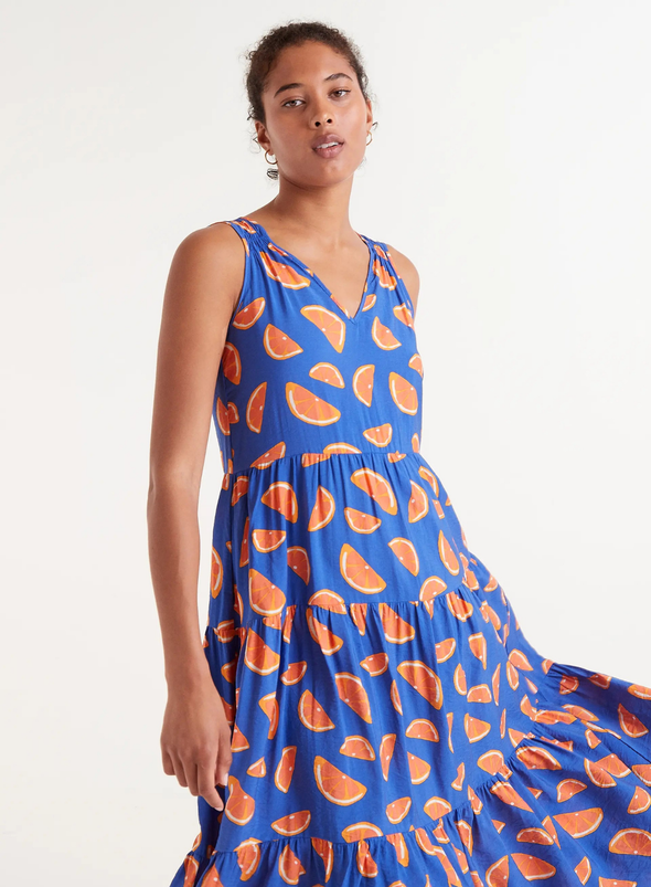 Midi Dress in Conversational Grapefruit Print from Compañia Fantastica