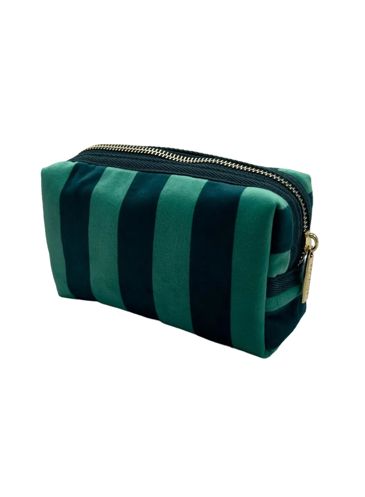 Teal Stripe Makeup Bag & Palm Tree Brooch from Sixton