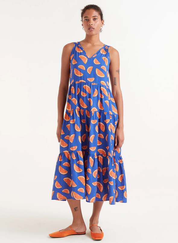 Midi Dress in Conversational Grapefruit Print from Compañia Fantastica