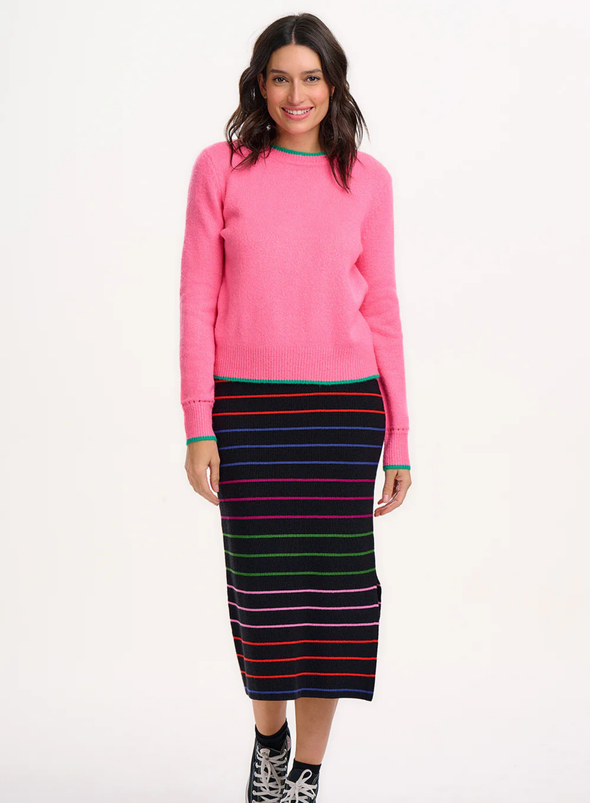 Helena Jumper in Pink, Contrast Tipping from Sugarhill