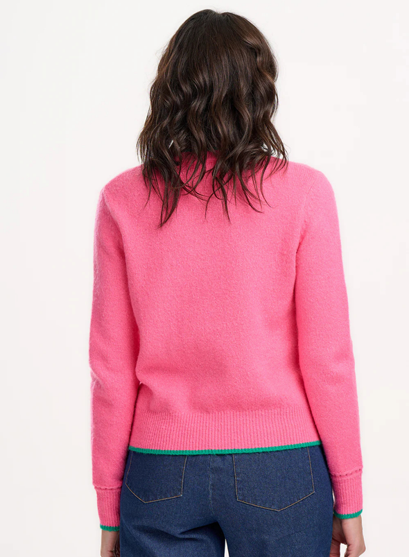 Helena Jumper in Pink, Contrast Tipping from Sugarhill