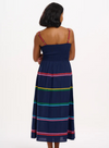 Penrose Shirred Sundress in Navy, Rainbow Ric Rac from Sugarhill
