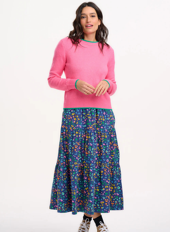 Helena Jumper in Pink, Contrast Tipping from Sugarhill