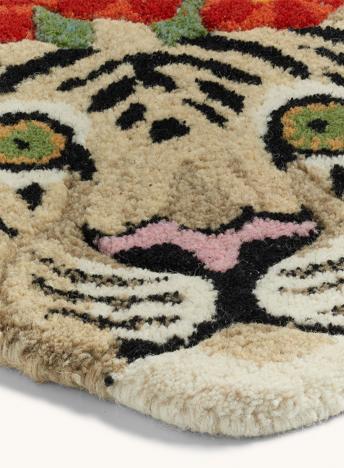 Doing Goods Floral White Tiger Head Rug