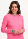 Helena Jumper in Pink, Contrast Tipping from Sugarhill