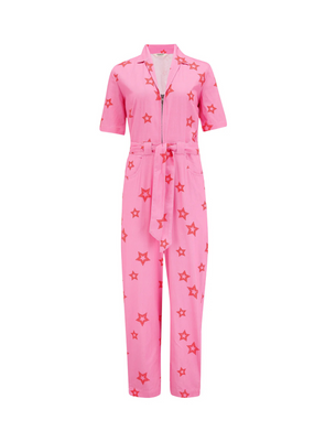 Meredith Boilersuit in Pink, Triple Star from Sugarhill