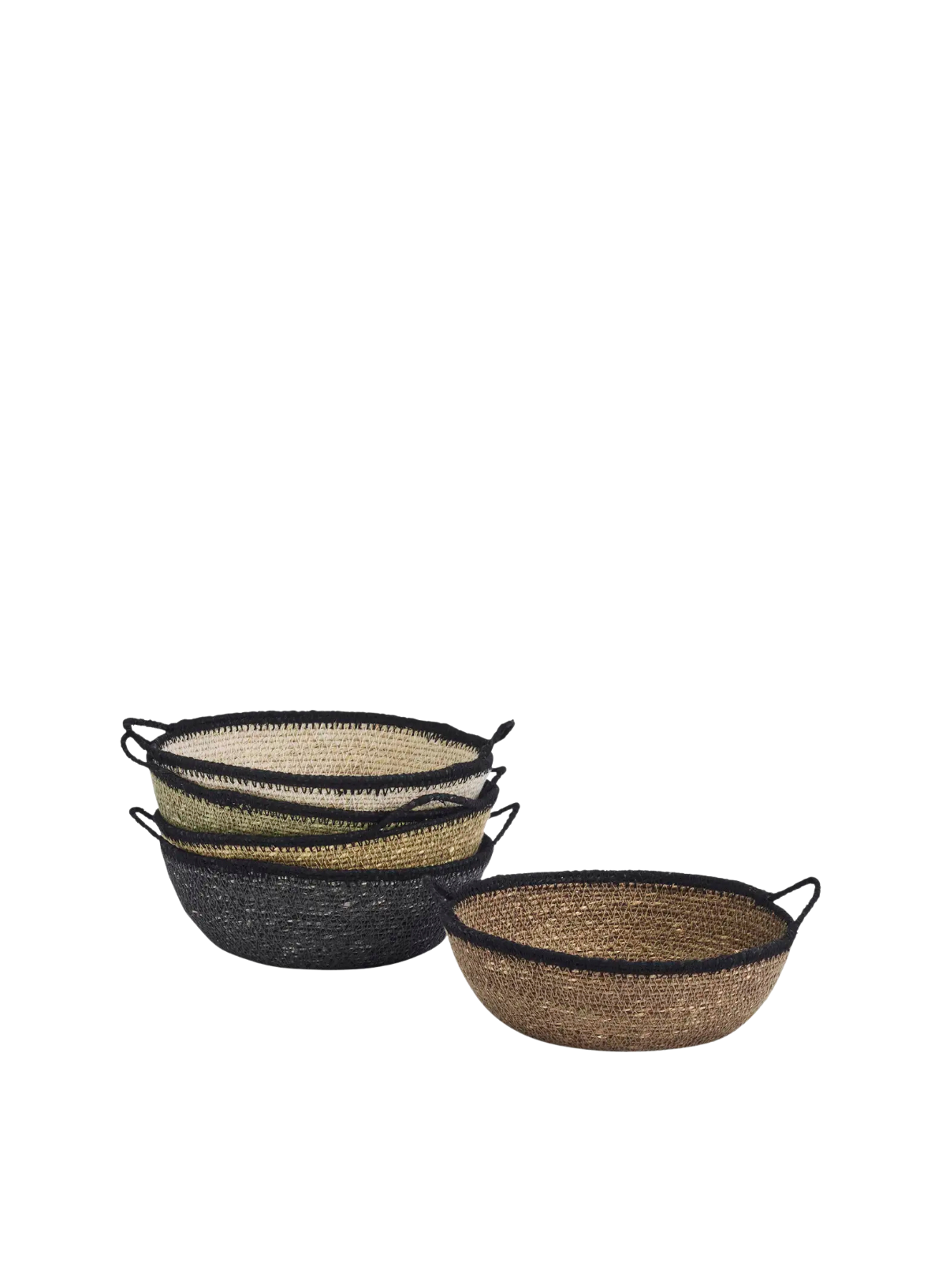 Seagrass Basket with Handles Charcoal, Walnut, Sage from Madam Stoltz