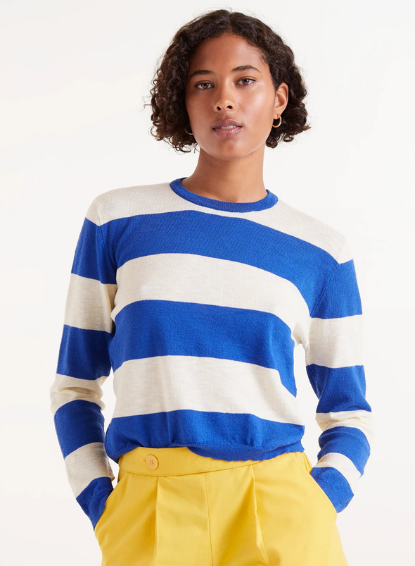 Long Sleeve Jersey in White/Blue from Compañia Fantastica