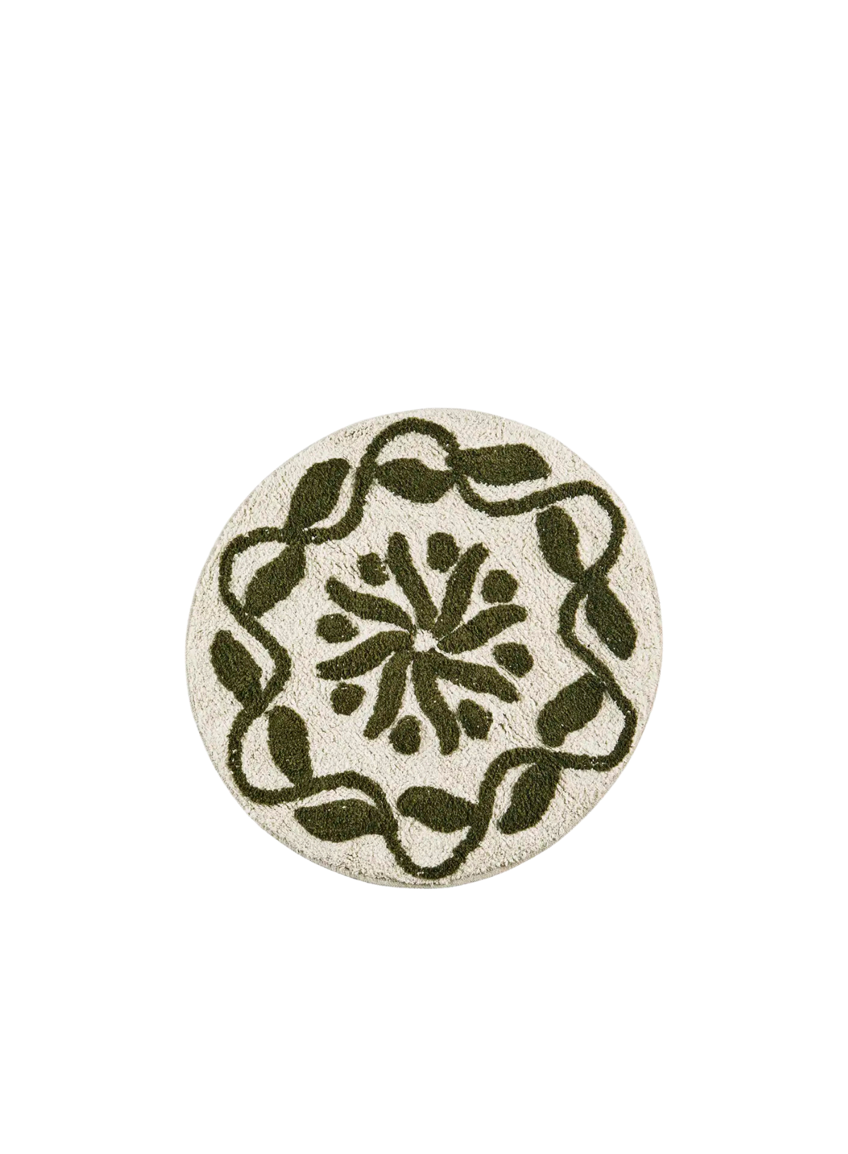 Round Green/White Tufted Bath Mat from Madam Stoltz