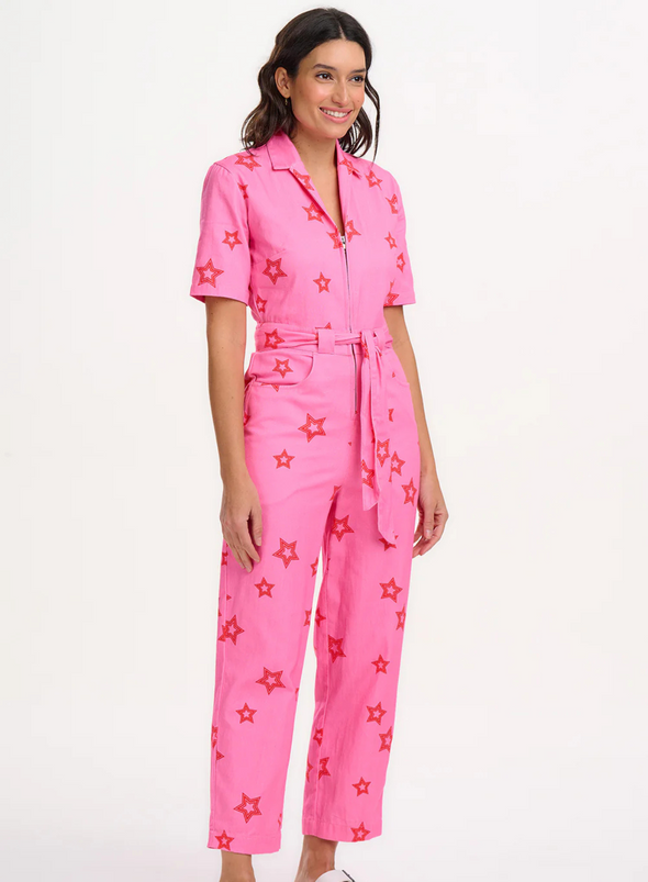 Meredith Boilersuit in Pink, Triple Star from Sugarhill