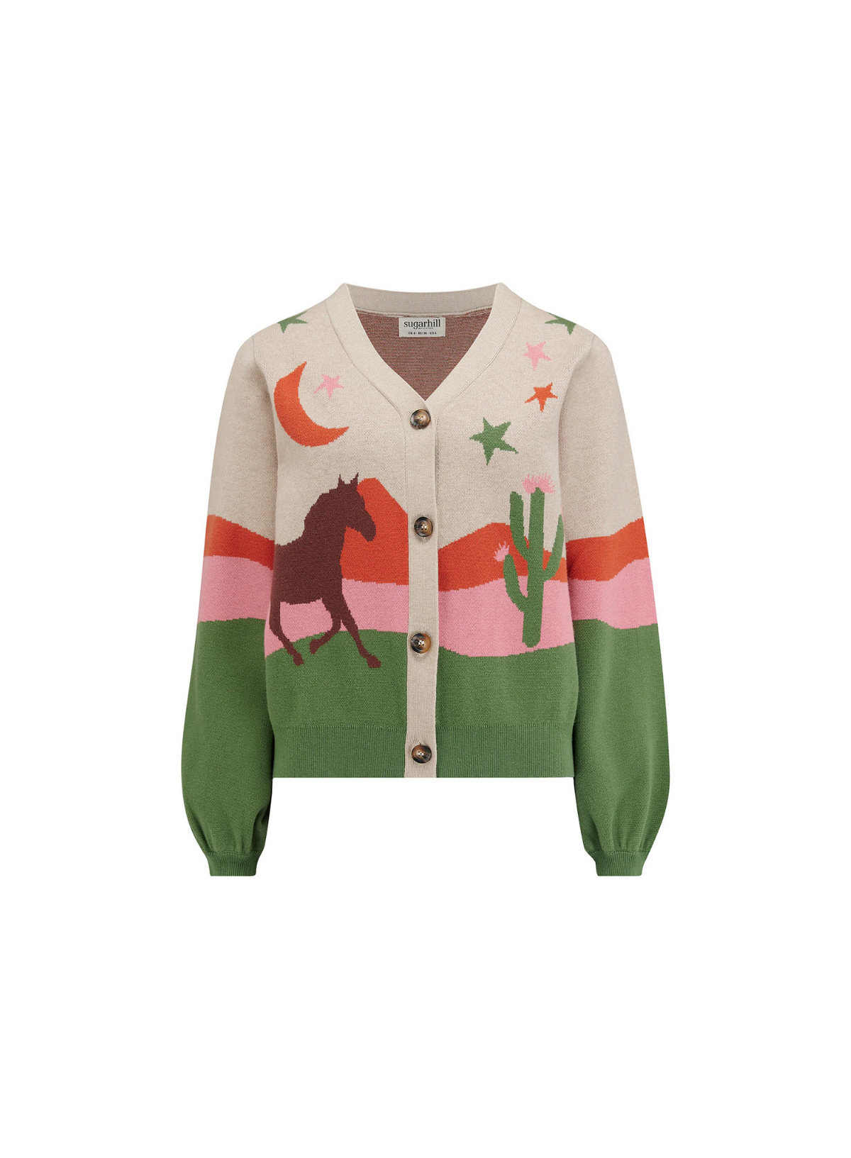 Adrian Cardigan in Oatmeal, Desert Cowgirl from Sugarhill