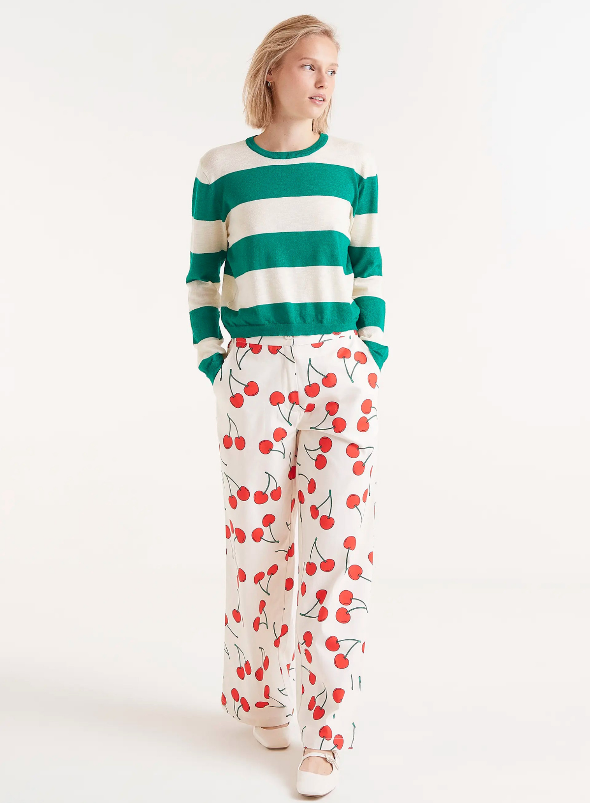 Long Sleeve Jersey in Green/White from Compañia Fantastica