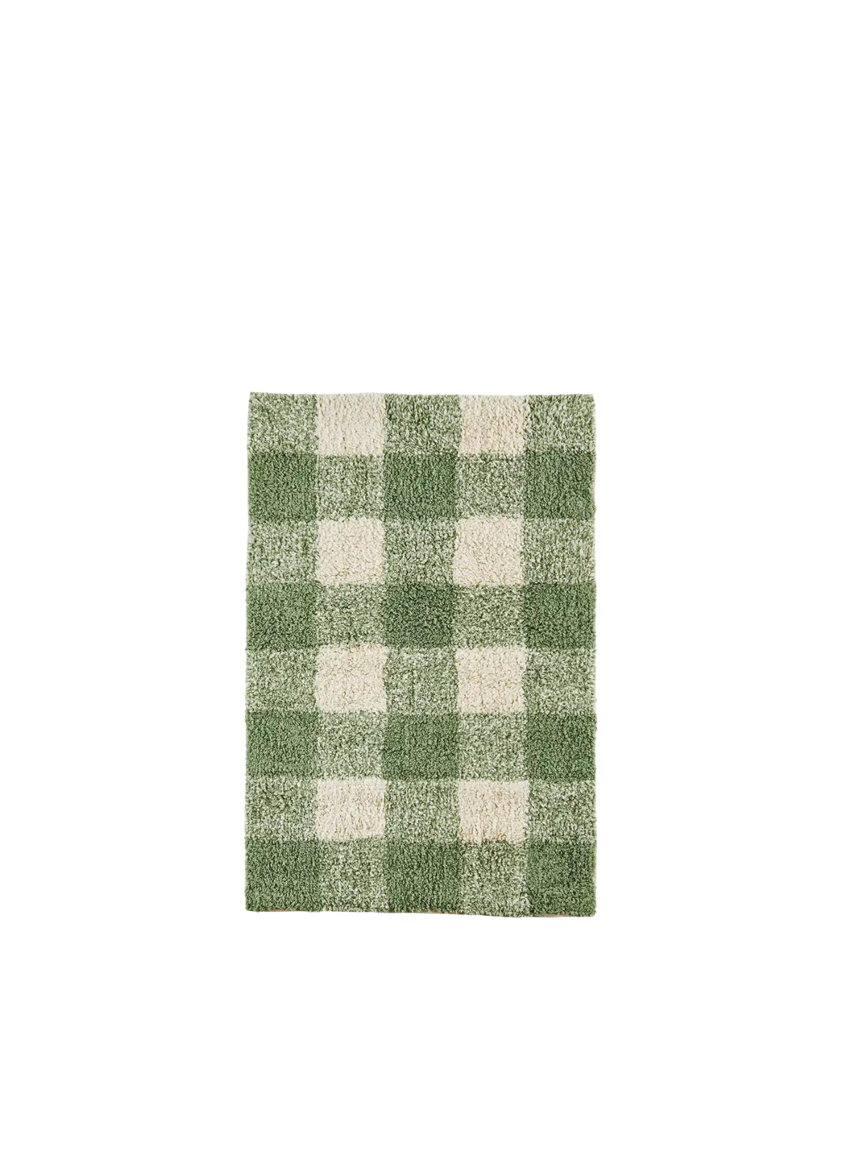 Madam Stoltz Light Green/White Checked Tufted Bath Mat