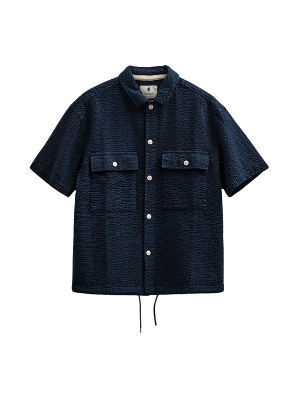 Anerkjendt Otto Seersucker SS Overshirt in  Sky Captain