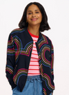 Bobbi Bomber Jacket in Black, Retro Racer from Sugarhill