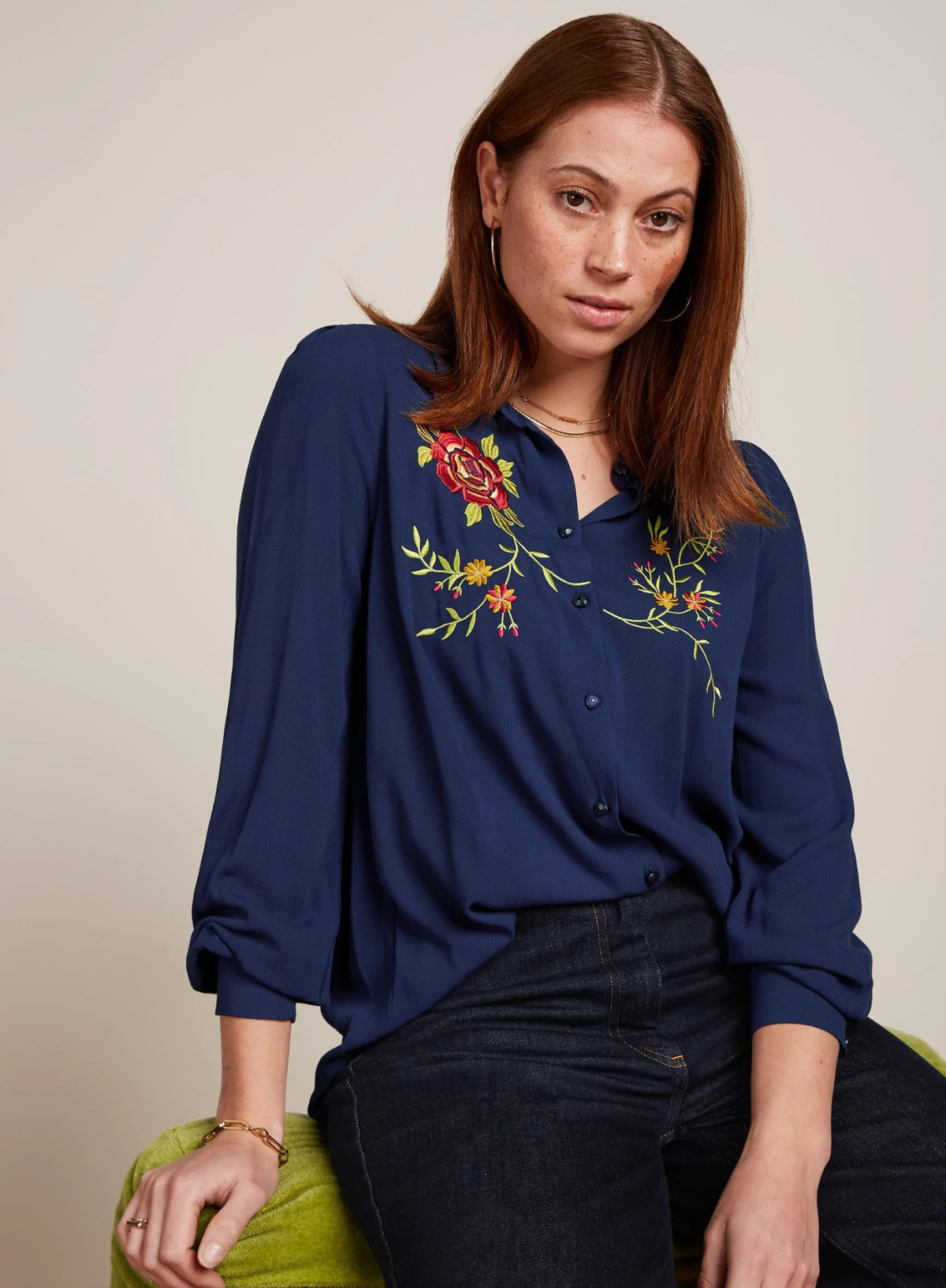 Maisie Blouse Dakota Embroidery in Evening Blue from King Louie