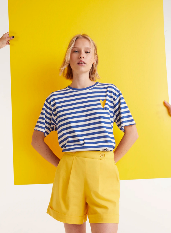T-Shirt in Navy Blue/White from Compañia Fantastica