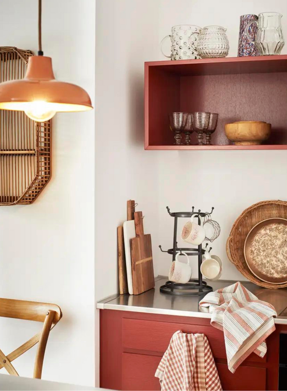 Burnt Orange/White Check Kitchen Towel from Madam Stoltz