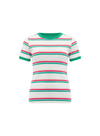 Velda Fitted T-Shirt in Off-White/Multi Retro Stripe from Sugarhill