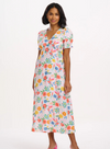 Maryjane Midi Dress in Off-White, Tropical Hummingbird from Sugarhill