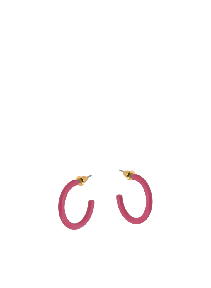 Norma Enamelled Simple Hoop Earrings in Pink from Big Metal