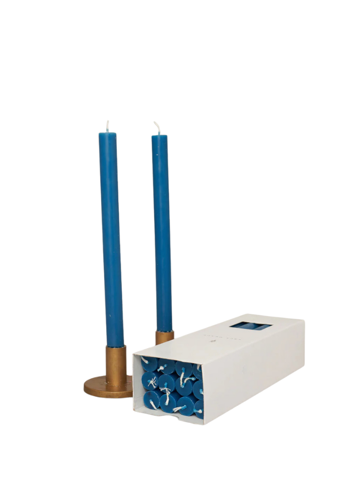 Paraffin Wax Dinner Candle in Teal from True Grace