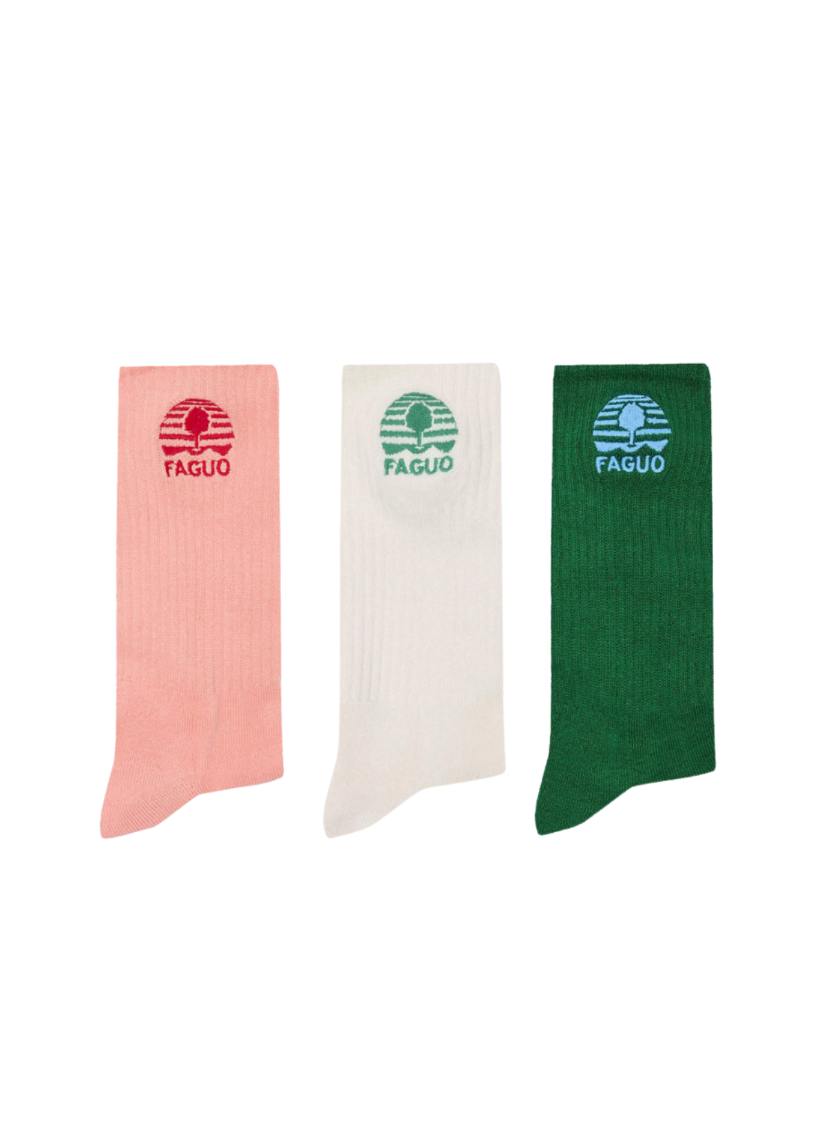 Box of 3 Sport Socks in Pink/Ecru/Green from Faguo
