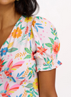 Maryjane Midi Dress in Off-White, Tropical Hummingbird from Sugarhill