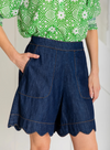 Hugo Scallop Hem Shorts in Dark Wash Denim from Bonté