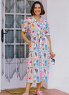 Penelope Midi Shirt Dress in Off-White, Jungle Tile from Sugarhill