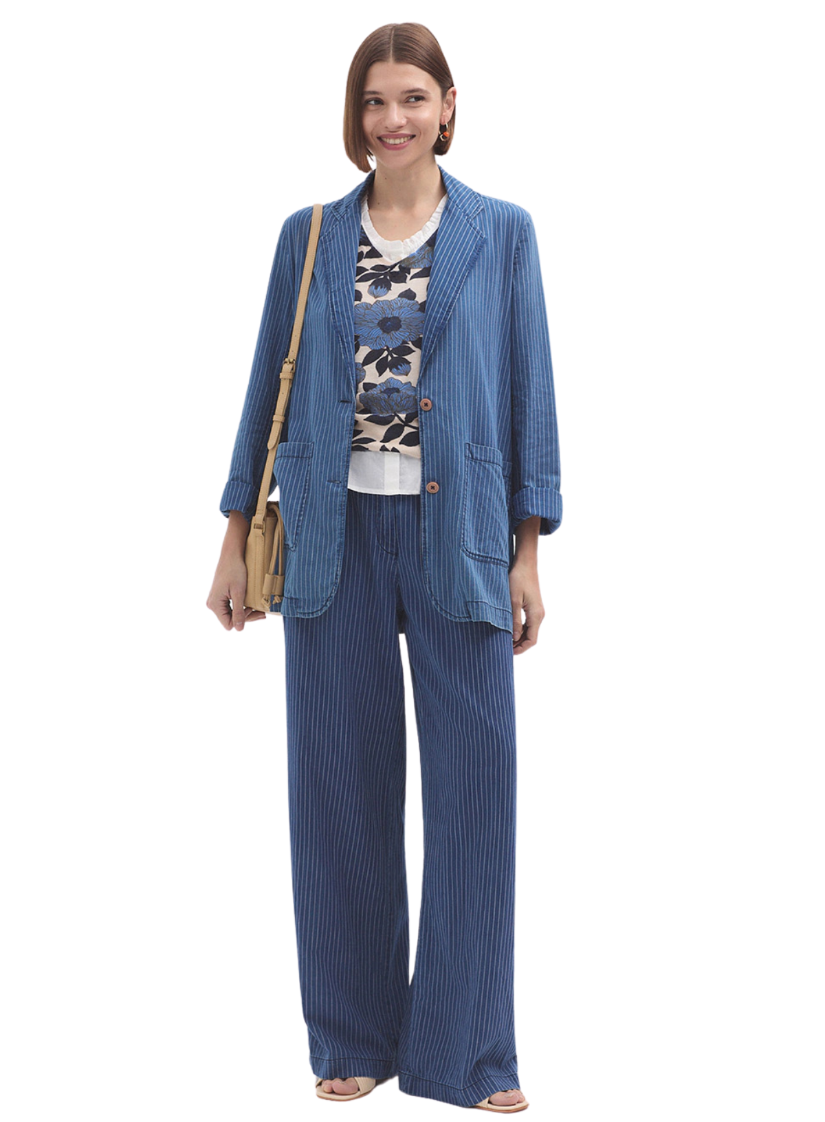 Striped Denim Pants with Pleats from Nice Things