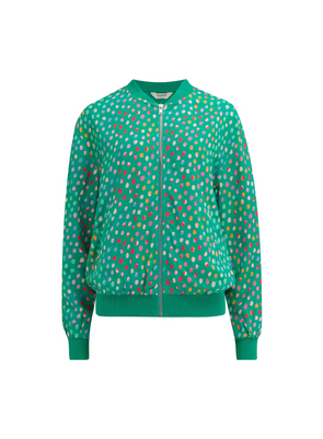 Bobbi Bomber Jacket in Green, Rainbow Pebbles from Sugarhill