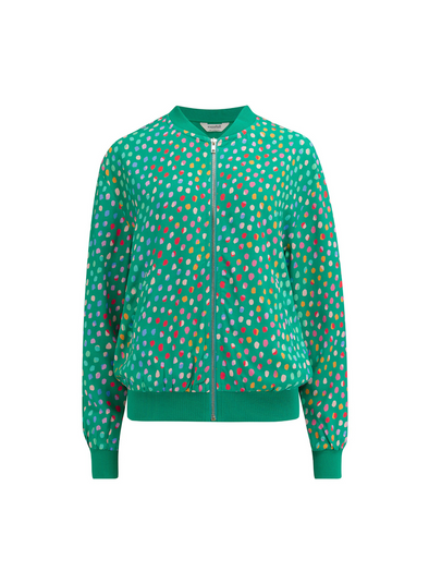 Bobbi Bomber Jacket in Green, Rainbow Pebbles from Sugarhill