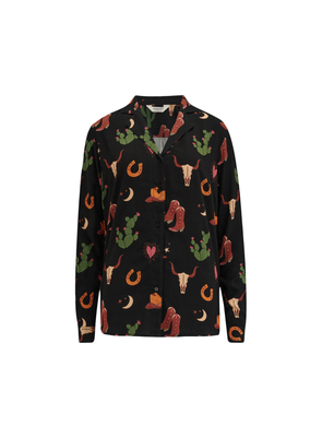 Micah Revere Shirt in Black, Cowgirl Print from Sugarhill