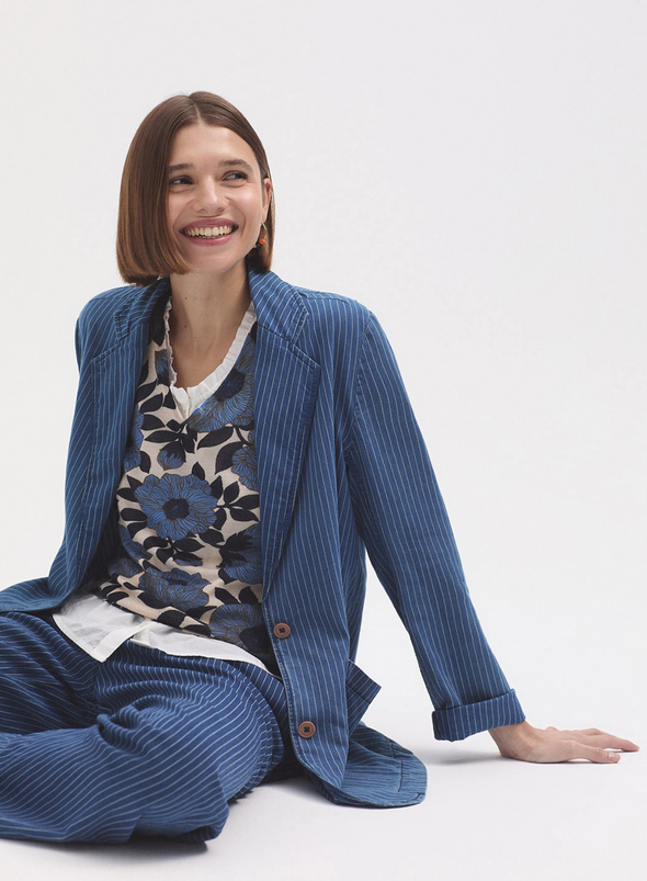 Striped Denim Pants with Pleats from Nice Things
