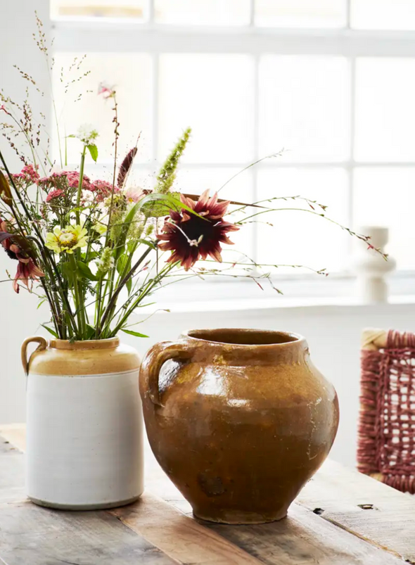 Mustard Stoneware Vase with Handles from Madam Stoltz