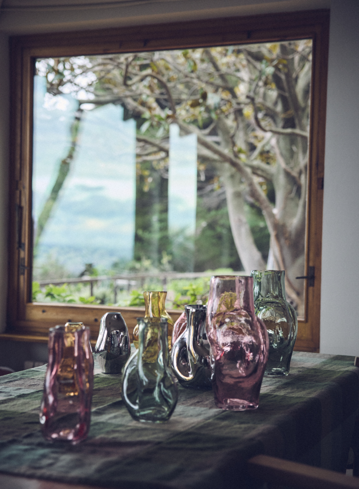 HK Living High Gleam Glass Vase in Olive