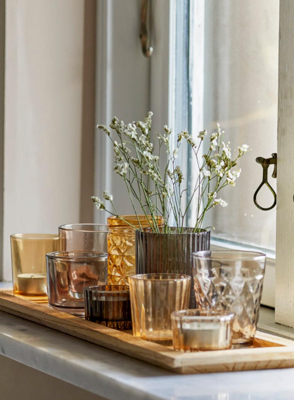 Houston Tray with 9 Brown Votives from Bloomingville