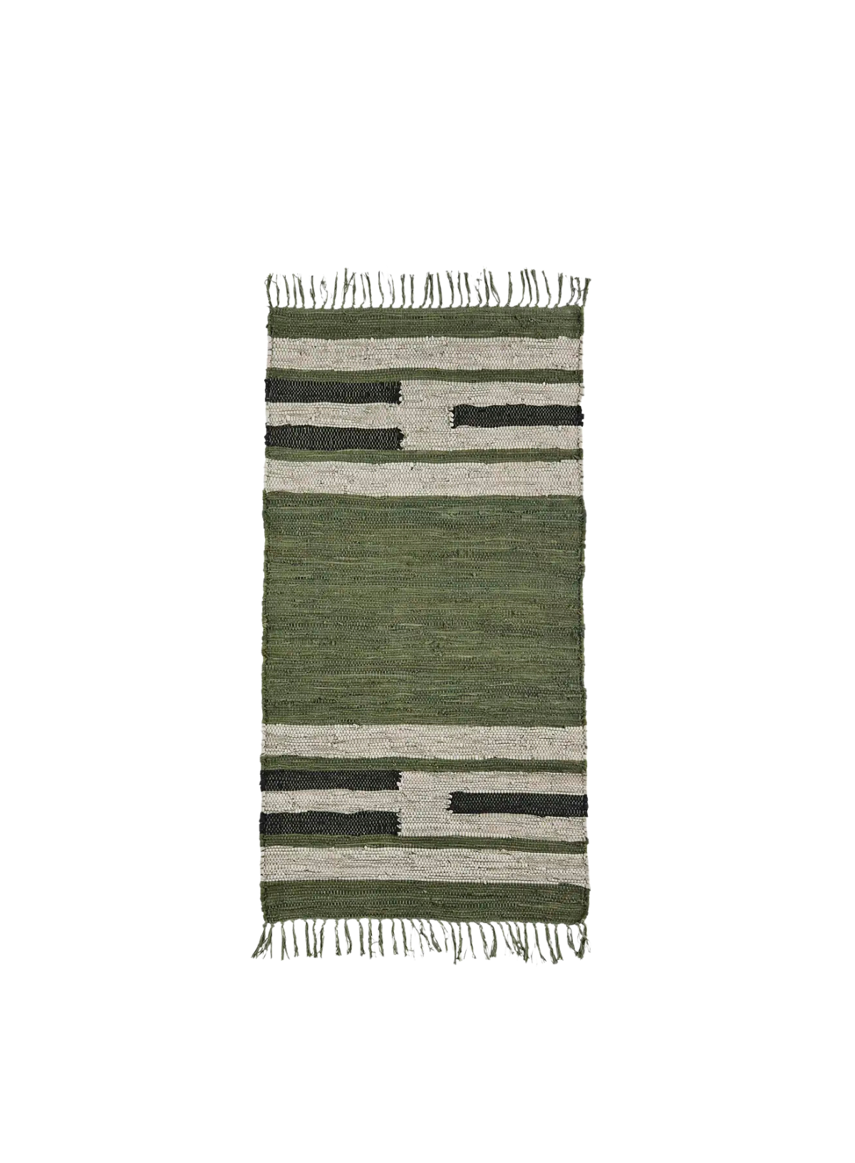 Green Leather Rag Rug 70/140cm from Madam Stoltz