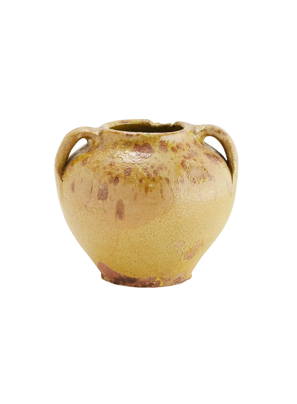 Mustard Stoneware Vase with Handles from Madam Stoltz