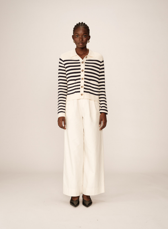 Pam Cardigan in Ecru Stripe from Grace & Mila