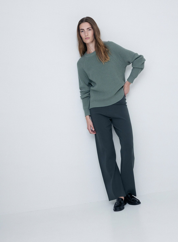 Lavander Wide Leg Trousers in Khaki from Yerse