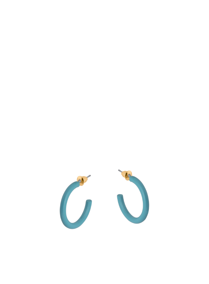 Norma Enamelled Simple Hoop Earrings in Blue from Big Metal