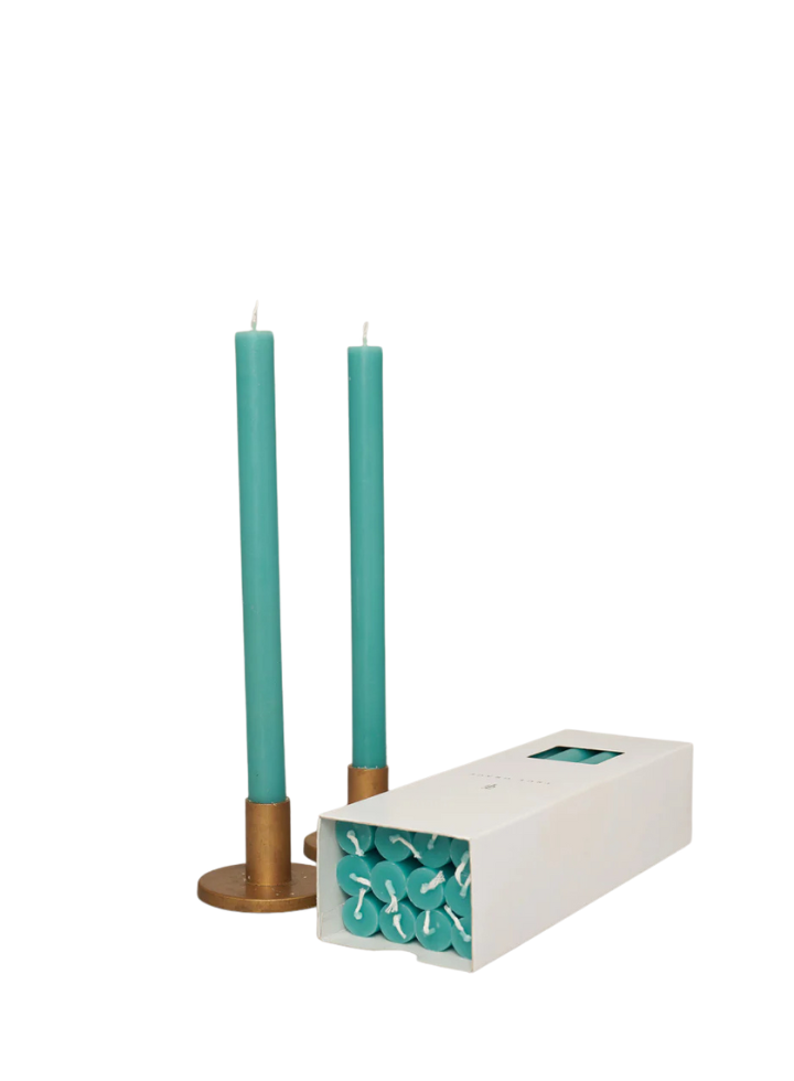 Paraffin Wax Dinner Candle in Turquoise from True Grace
