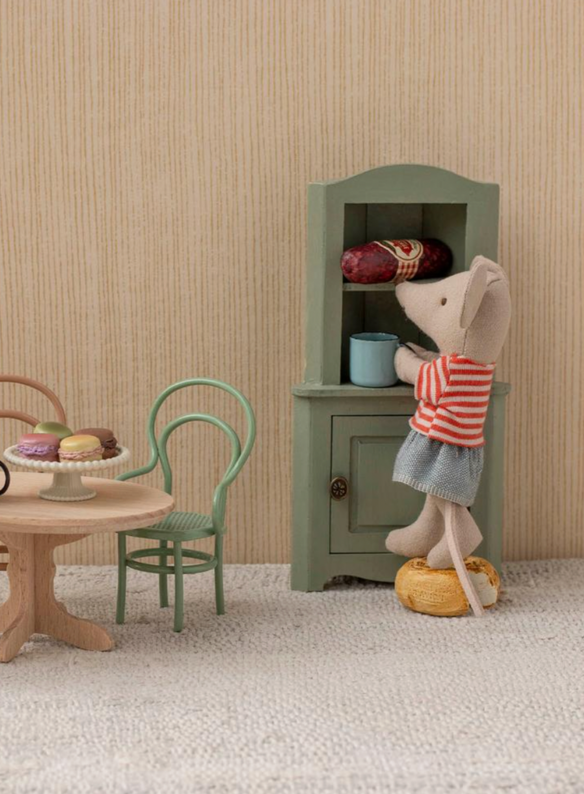 Maileg Corner Cabinet Mouse in Light Green